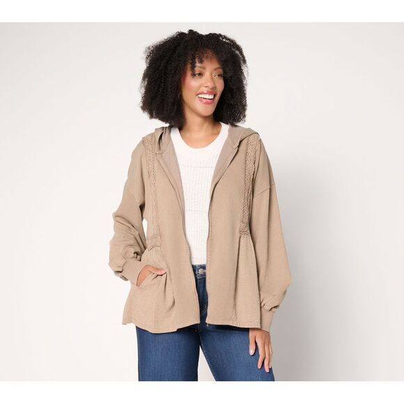 LEGO Jackets & Blazers - LEGO Women's Jacket Sz L Zip Front Lace Trim Knit Brown A703110
